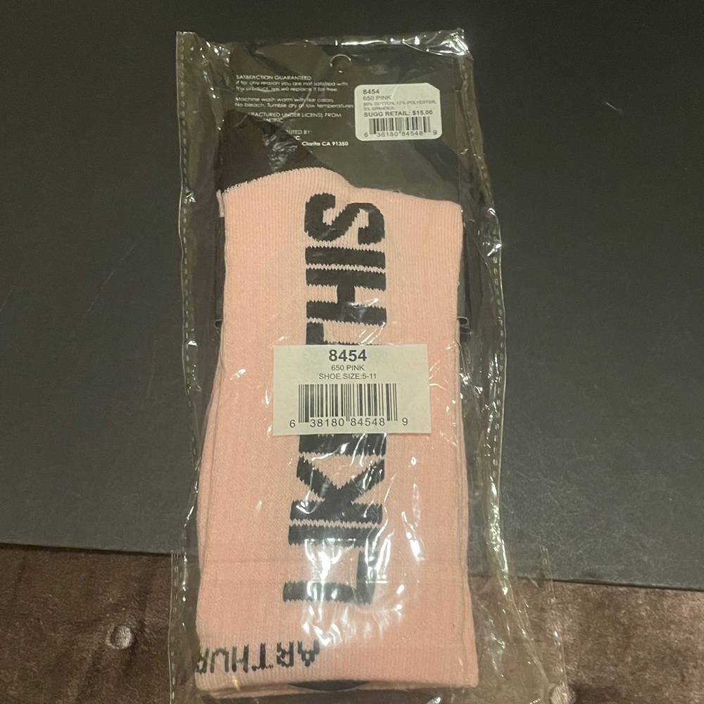 Arthur George pink and black woke up like this socks size 5-11 - Picture 2 of 2